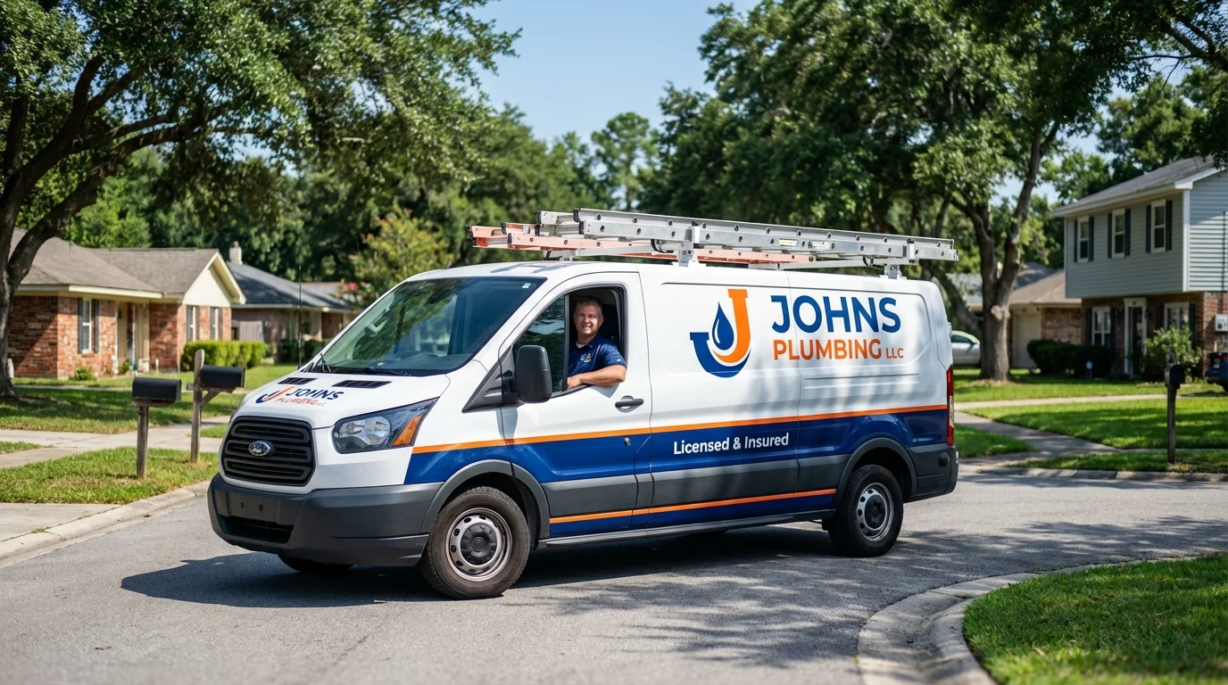 Johns Plumbing LLC service van in Elm City, NC