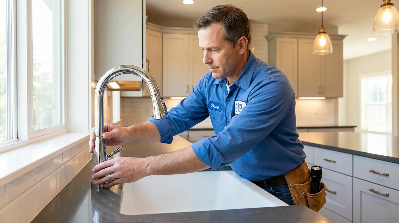 Kitchen faucet installation by Johns Plumbing LLC in Elm City