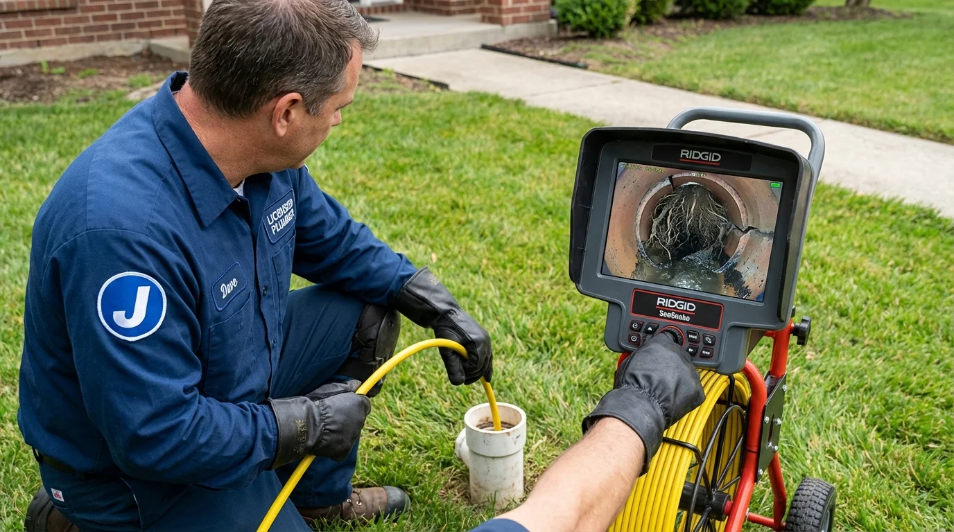 Sewer camera inspection being performed by Johns Plumbing LLC in Elm City